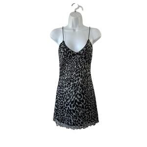 Garage Black and White Leopard Print Slip Dress Size Small